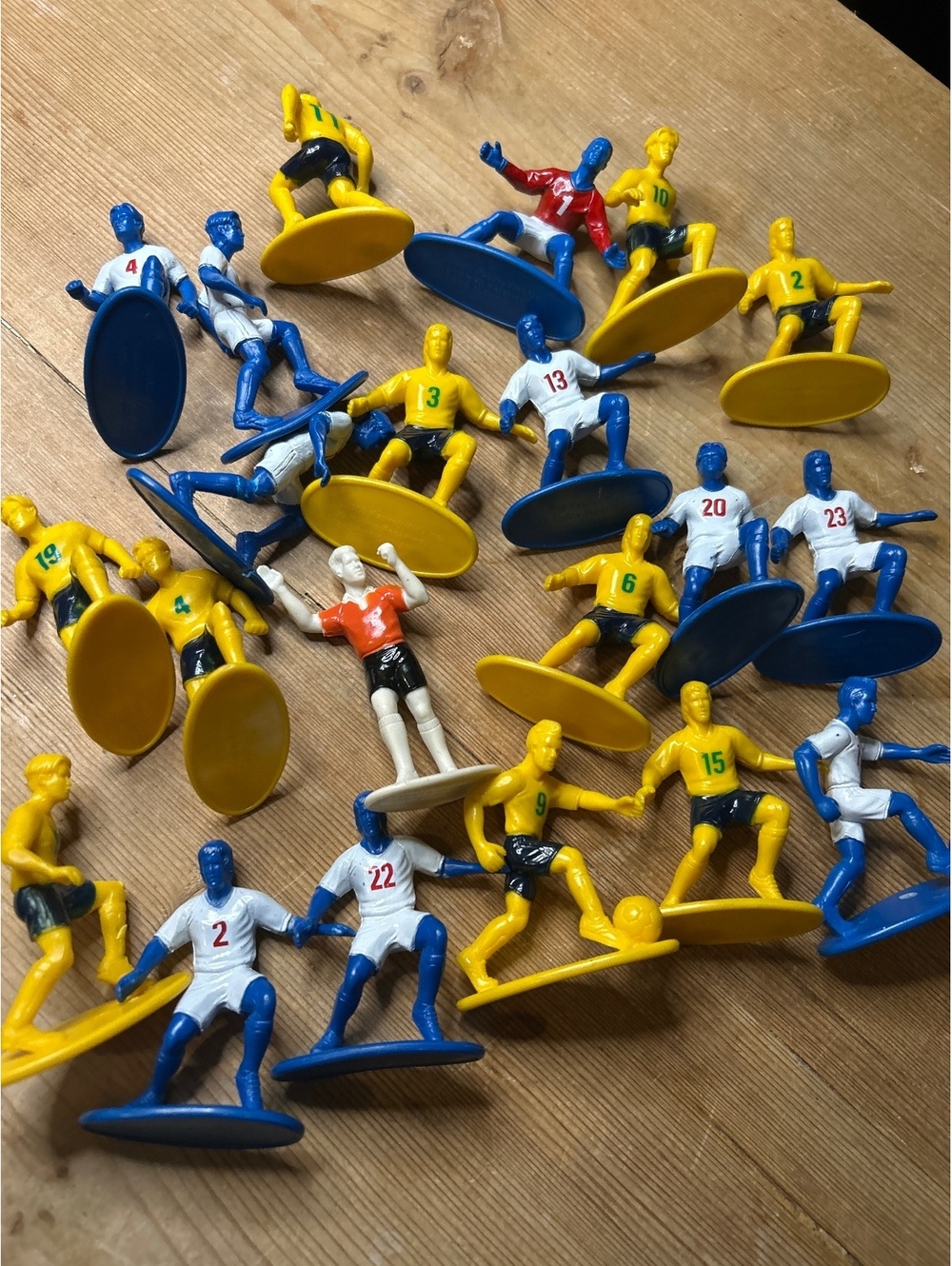 Plastic soccer players and others